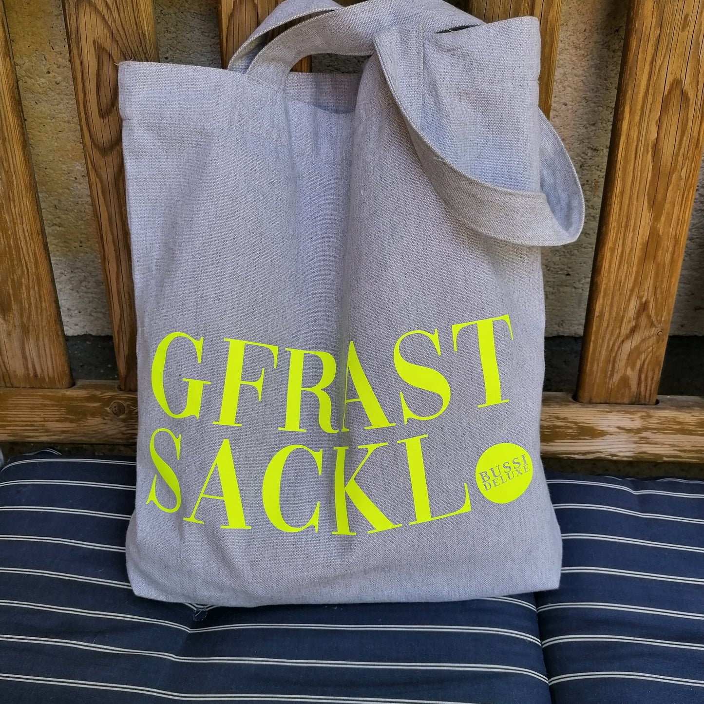 GFRASTSACKL Baumwolltasche - Grau Neongelb