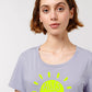 BUSSI DELUXE Damen T-Shirt ALLES WIRD GUT! SONNE - Lavendel & Neongelb