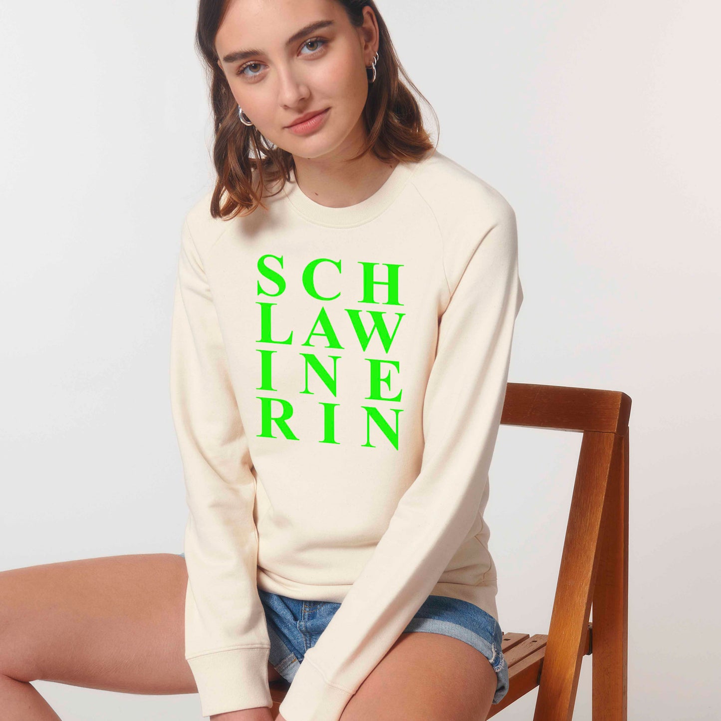 BUSSI DELUXE Sweater SCHLAWINERIN - natur neon grün