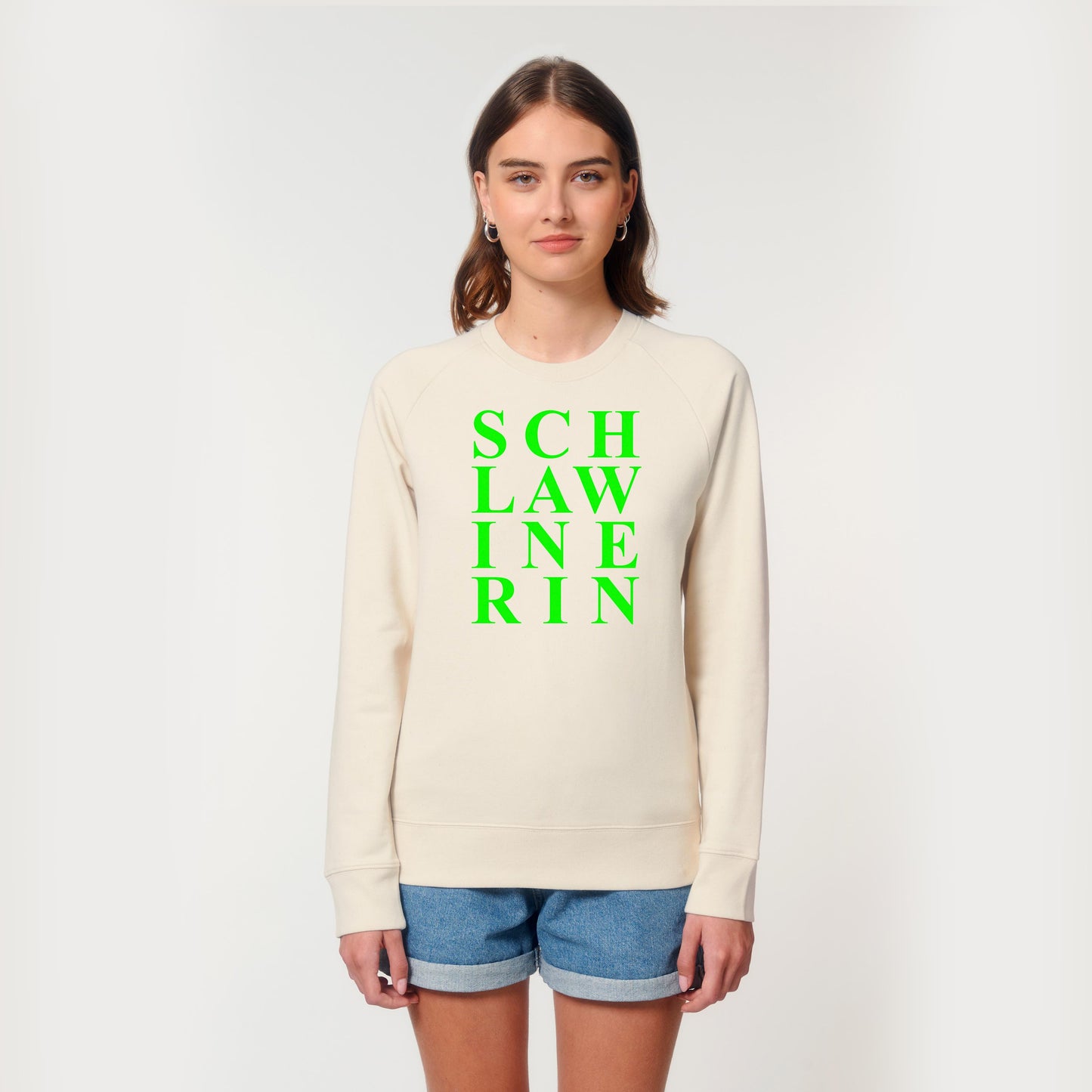 BUSSI DELUXE Sweater SCHLAWINERIN - natur neon grün