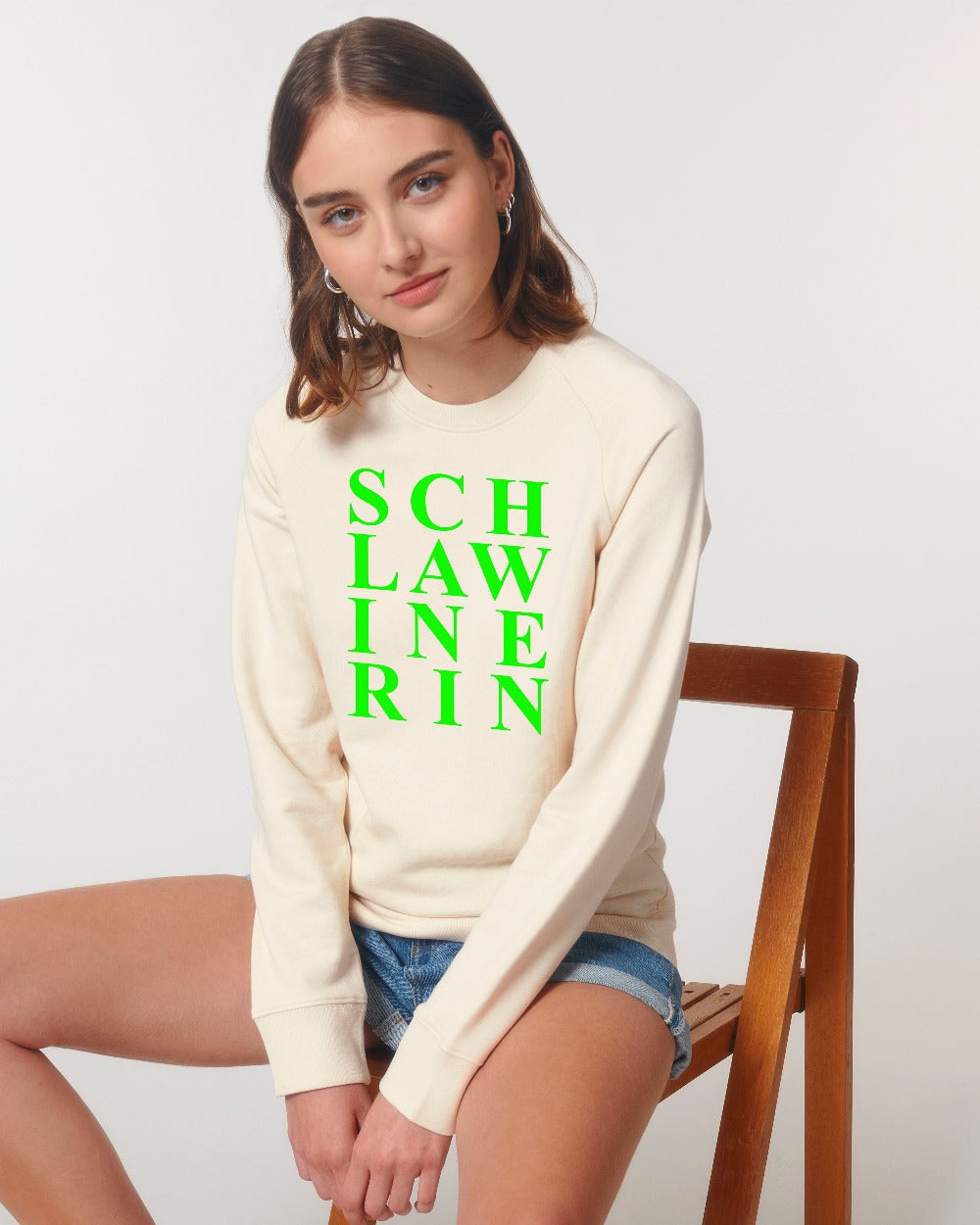 BUSSI DELUXE Sweater SCHLAWINERIN - natur neon grün