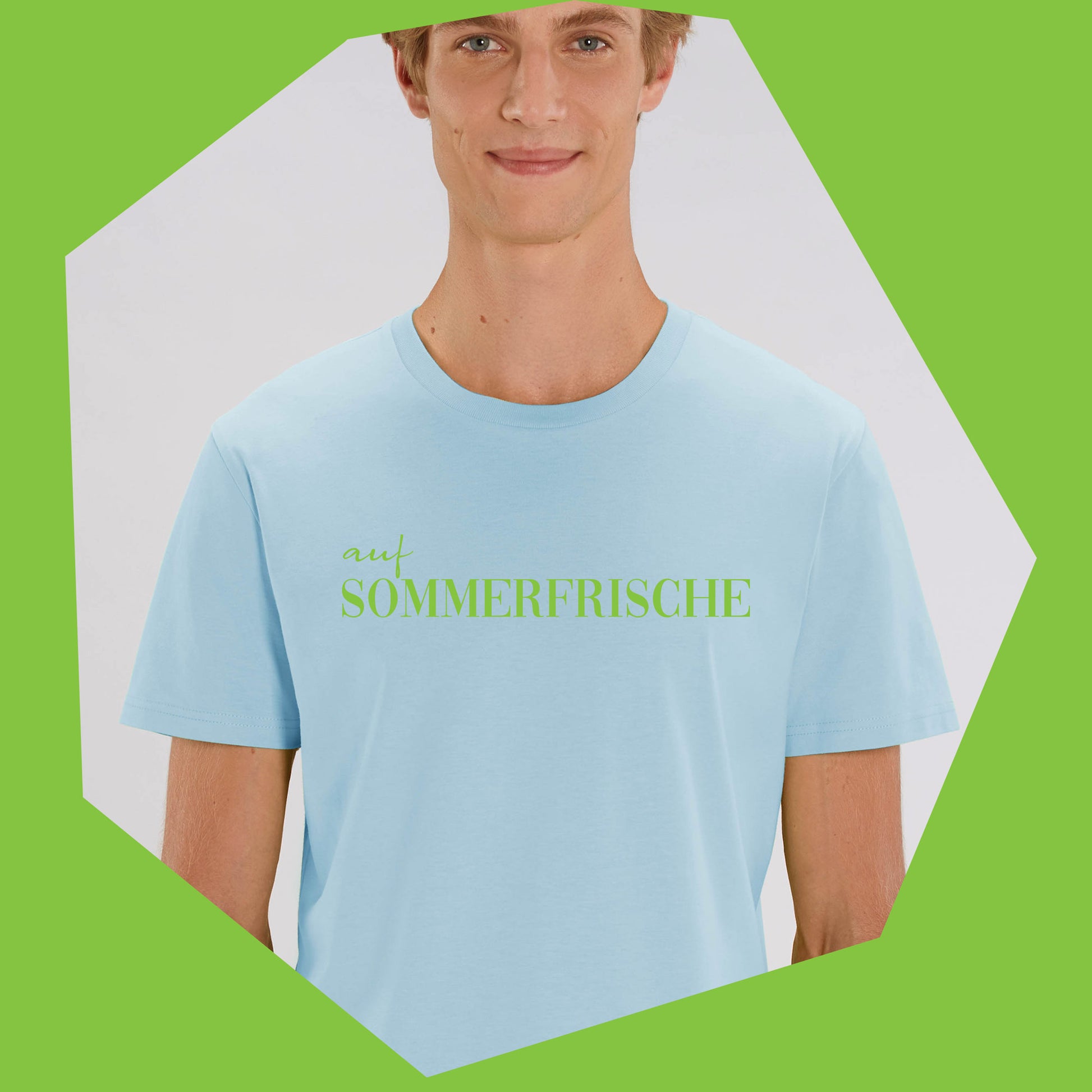 auf SOMMERFRISCHE T-Shirt BUSSI DELUXE - himmelblau & grün